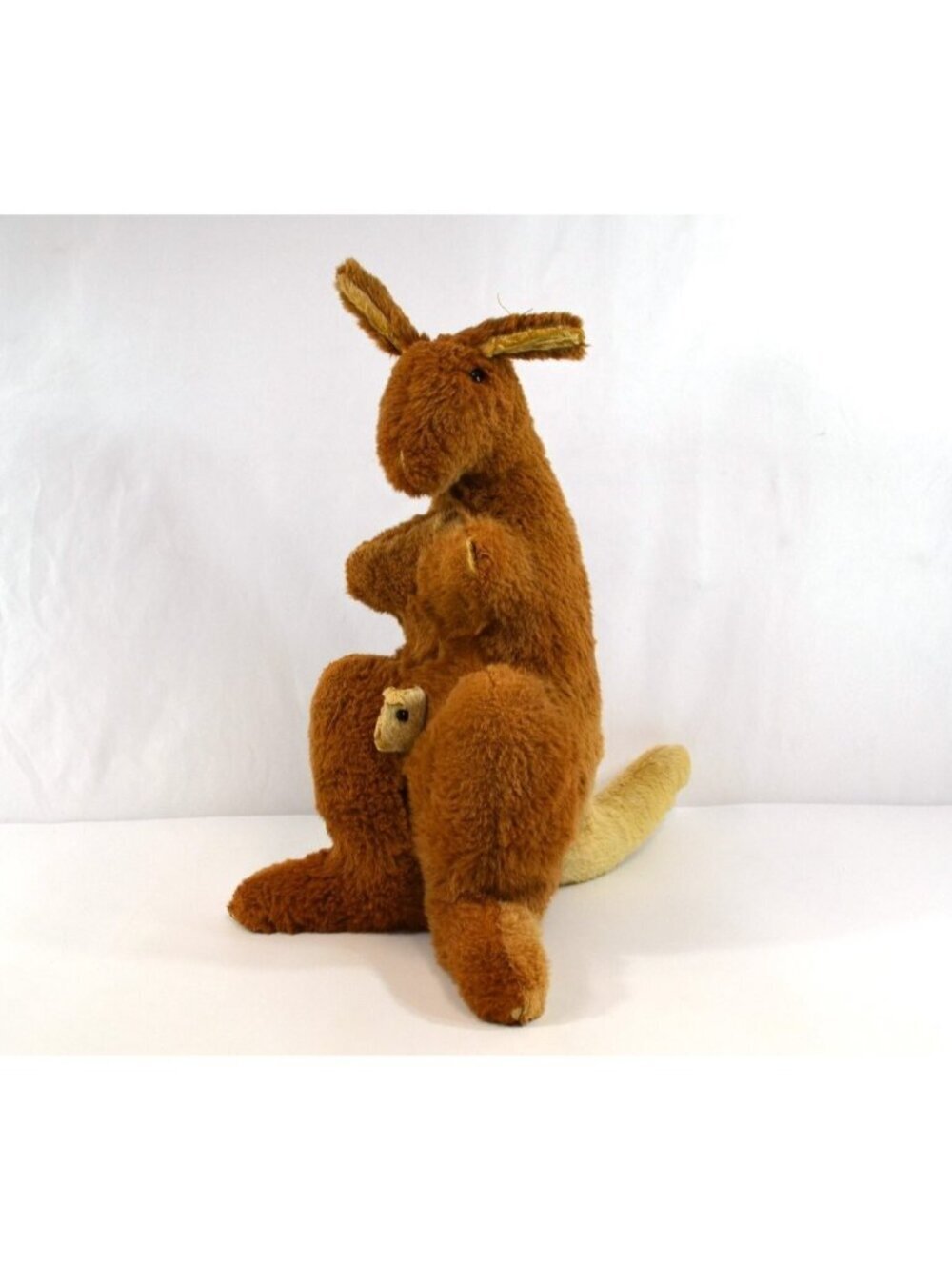 Australia Souvenir Kangaroo w/ Baby Genuine Fur Plush No Tags 16" Aussie Roo